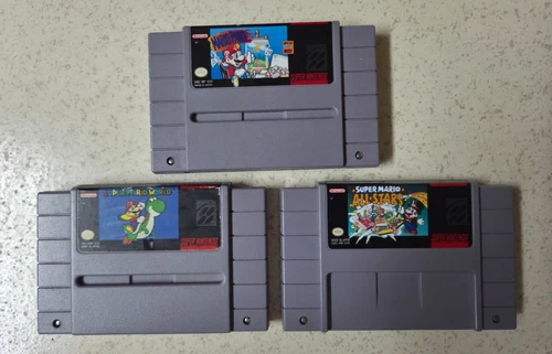 MARIO PAINT, SUPER MARIO WORLD, SUPER MARIO ALL-STARS! AUTH TESTED NINTENDO SNES