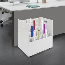 Mobile Blueprint Storage Rack 30 Slot Rolling Roll File Organizer Cabinet 50kg