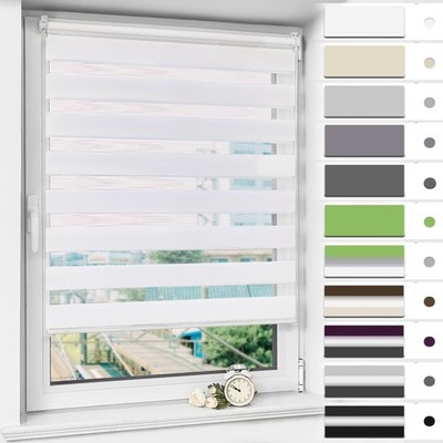 Klemmrollo Doppelrollo Lichtdurchlässig Blickdicht Weiß 95x120cm Fenster