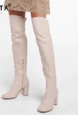 Gianvito Rossi Over The Knee Boot Nude Leather Size 38 $1495