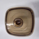 Pyrex Replacement Square Amber Glass Lid A-7-C Corning Brown 7" Vintage