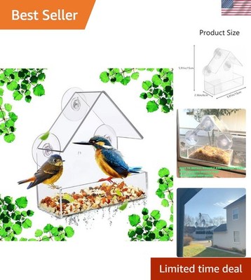 Acrylic Window Bird Feeder with Strong Suction Cups - Perfect for Cardinals a...