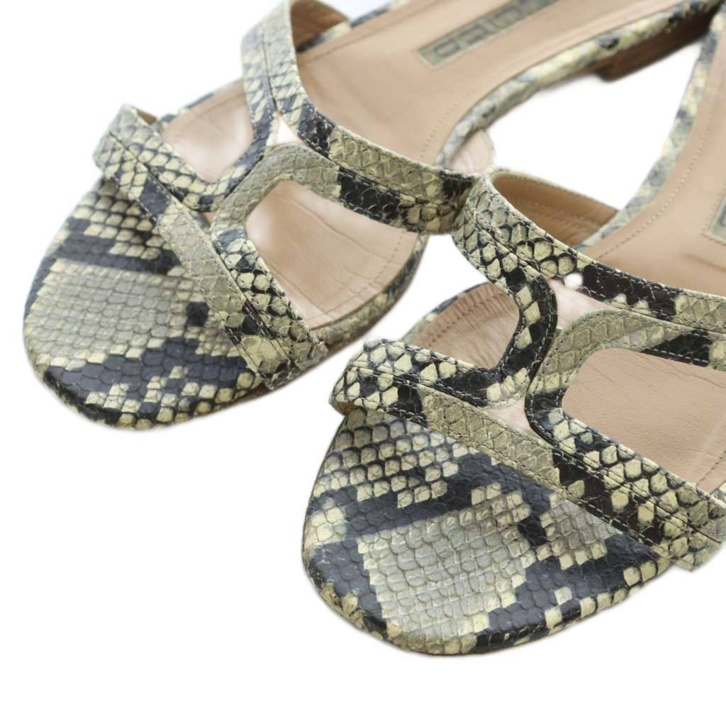 Pellico Sandals Flat Leather Python Pattern 39 24… - image 3