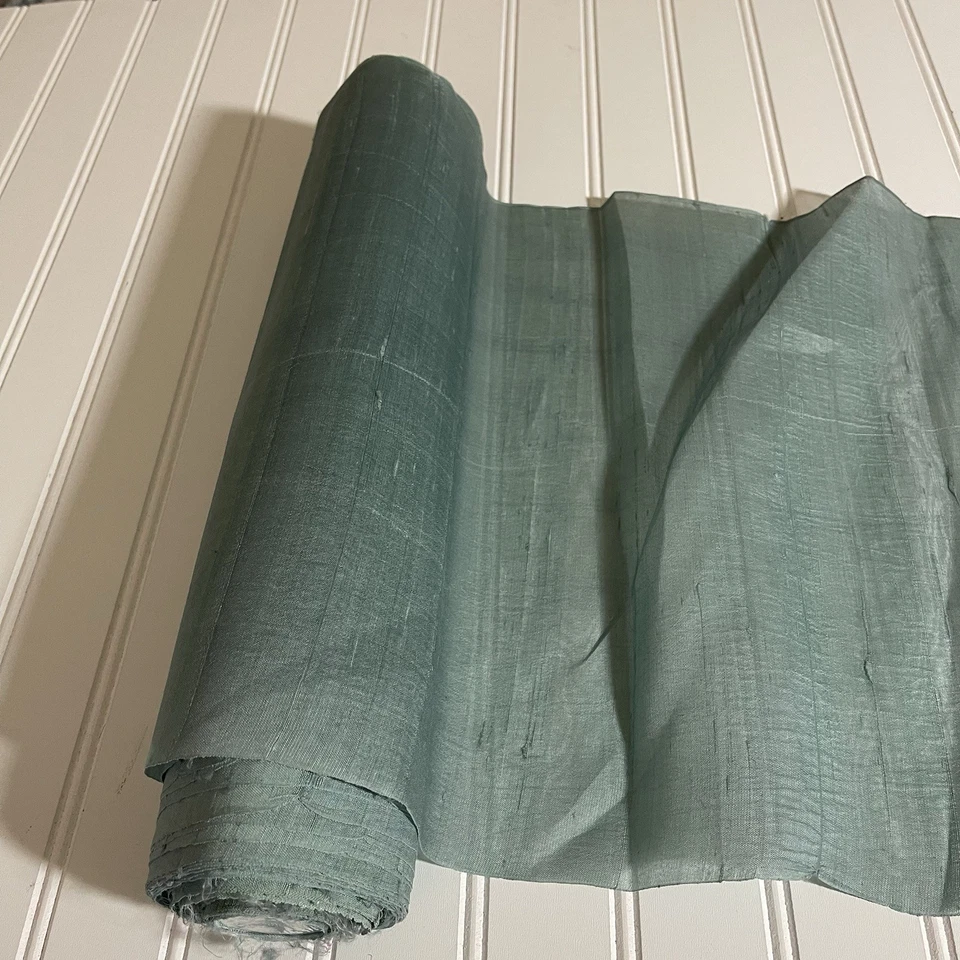 Raw SILK Light GREEN FABRIC 5 Yards x 14 Inches Wide or 180 Inches x 14 Wide - Image 2 of 4