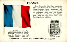 Antique 1910 France Flag Strawbridge & Clothier Fete Internationale Postcard