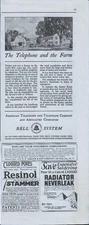 1926 Miscellaneous Panel of Vintage Print Ads AT&T Bell System, Stammer Cure