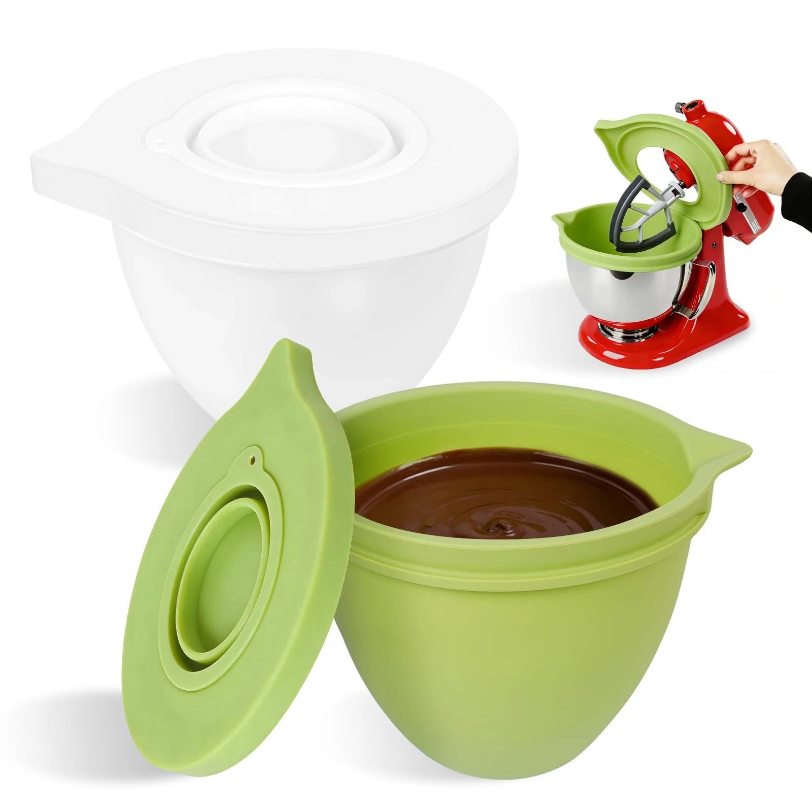 2 Pack Silicone Bowl Liners with 4.5-5 Quart KitchenAid Tilt-Head Stand Mixer...