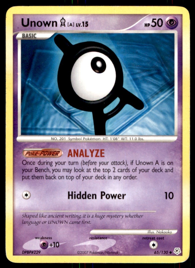 2007 Pokemon Diamond & Pearl Unown A #65 Heavy Play