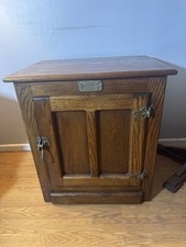 White Clad Ice Box End Side Table Oak Wood Whiteclad Hardware Vintage Nice Stand