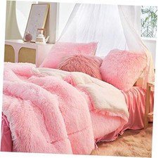 Luxury Faux Fur Full/Queen Size Winter Comforter Set Queen - 86"x86" Pink