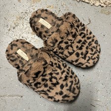 Madewell slippers brown fuzzy leopard slip on SIZE 8