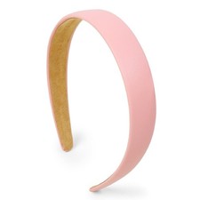 1 Inch Light Pink Faux Leather Headband for Women Girls Hard Head Band Solid
