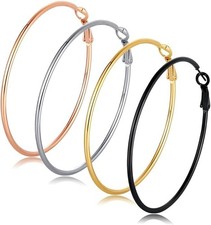 4 Pairs Big Hoop Earrings for Women, 316L Stainless Steel Hypoallergenic Hoop Ea