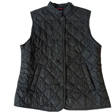 Gap Women  s Medium Black Quilted Button Front Puffer Vest Adjustable Waist Vtg