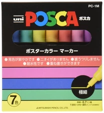 Uni Posca Paint Marker Pen, Extra Fine Point, Set of 7 (PC-1M 7C)