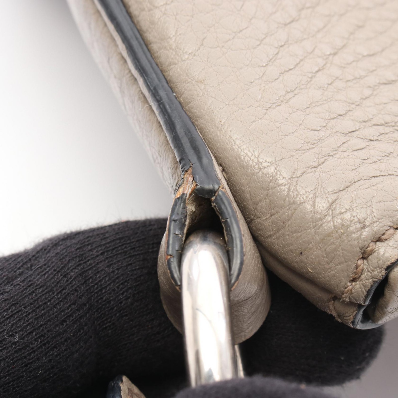 PRADA Shoulder hand Bag leather Beige Used Women thumbnail 8