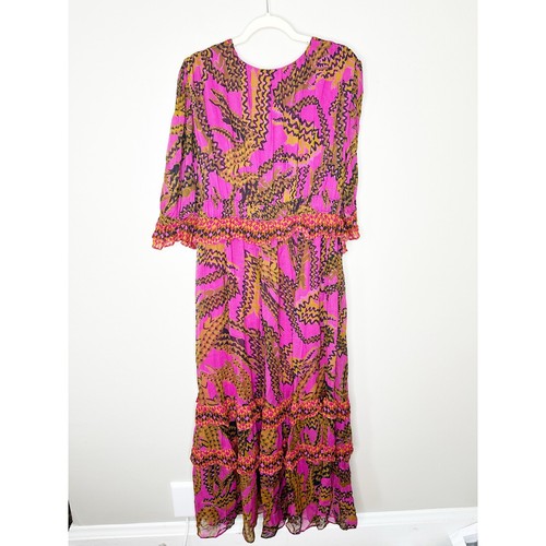 Farm Rio Womens Croco Short Sleeve Maxi Dress Animal Print Pink Size XL NEW - Picture 3 of 11