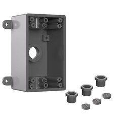 Single-Gang Weatherproof Electrical Outdoor Box, Suitable 1/2-Inch or 3/4-Inc...