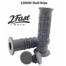Skull Embossed Grips For 7/8" Handlebars with Twist Throttle Black  2fm-42-56531