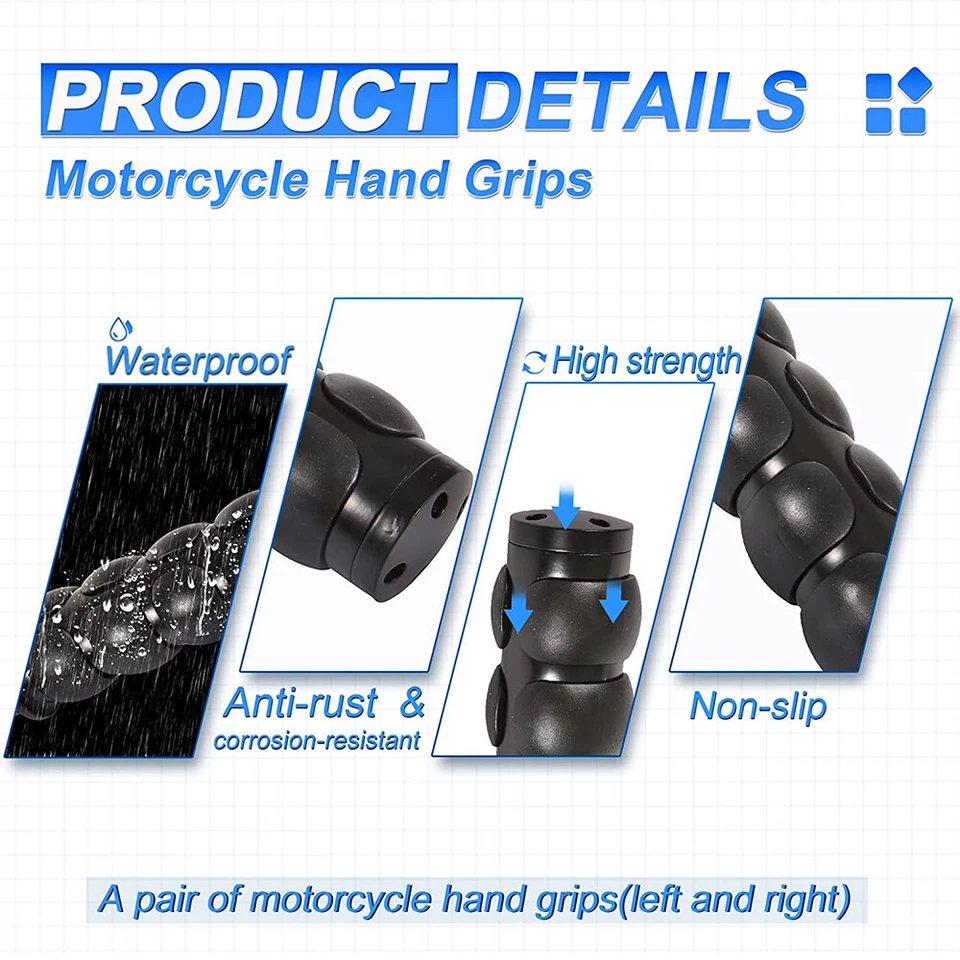 Empuñaduras de manillar de motocicleta de 1"" pulgada y 25 mm espiga negra para Yamaha V Star 1100 650 Foto 4 de 4