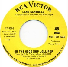 LANA CANTRELL "WHEN YOU WISH UPON A STAR/ ON THE GOOD SHIP LOLLIPOP" 45