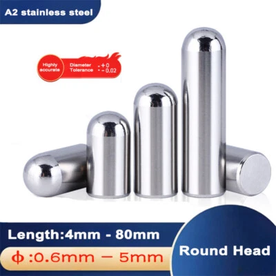 GOOBETTER Perni tassello in acciaio inox 0,6 mm-5 mm testa tonda perni tassello perno parallelo rullo