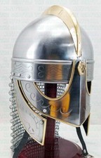 Viking Helmet With Chainmail Medieval Norman Knight Battle Armor Costume Helmet