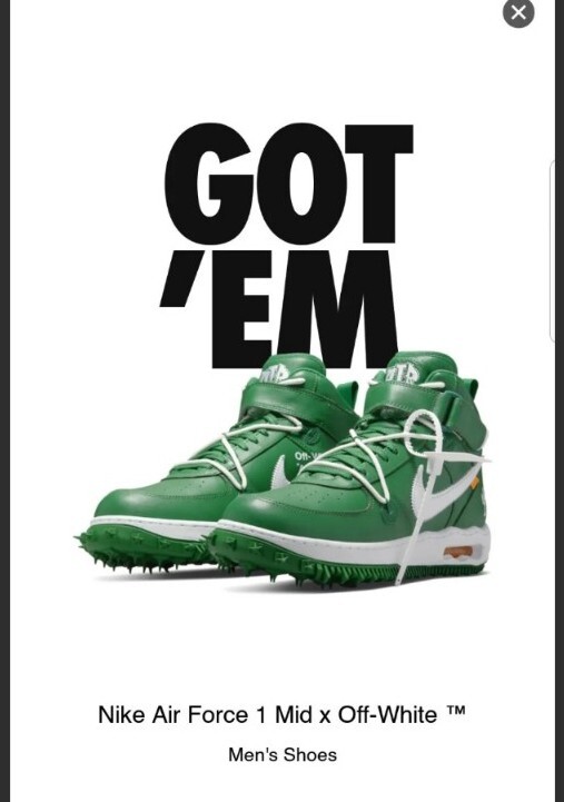 OFF WHITE X NIKE Nike Air Force 1 Mid x Off White [lotto verde pino] UK 8 5 IN MANO