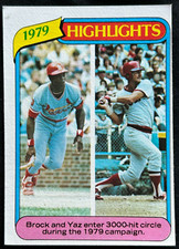 1980  Topps #1 1979 Highlights Lou Brock (HOF)  Carl Yastrzemski (HOF) EX+