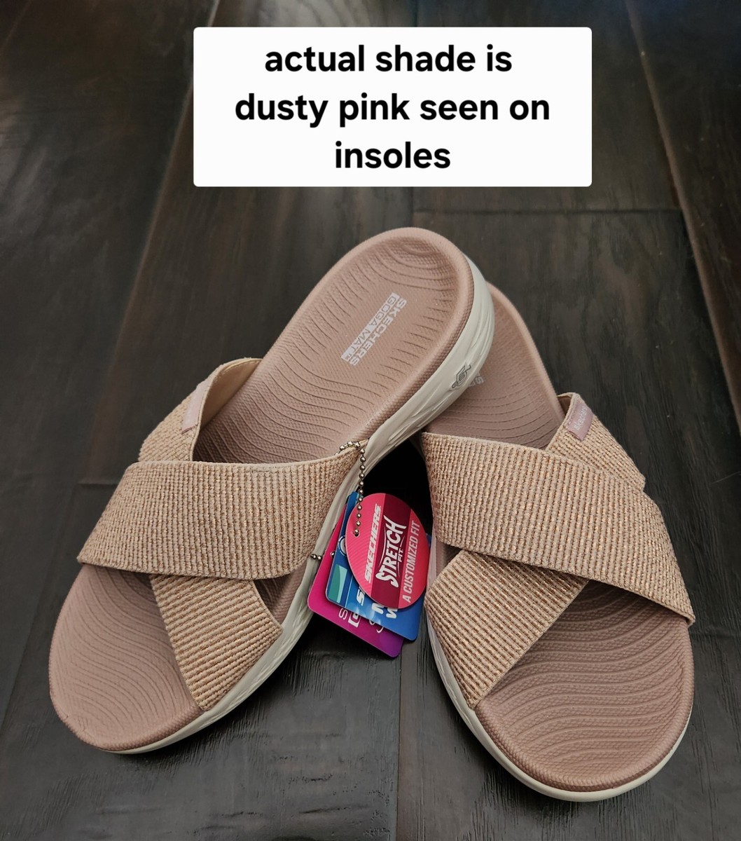 NIB DUSTY ROSE Skechers SZ Go Walk Slip On Sandals Goga Mat