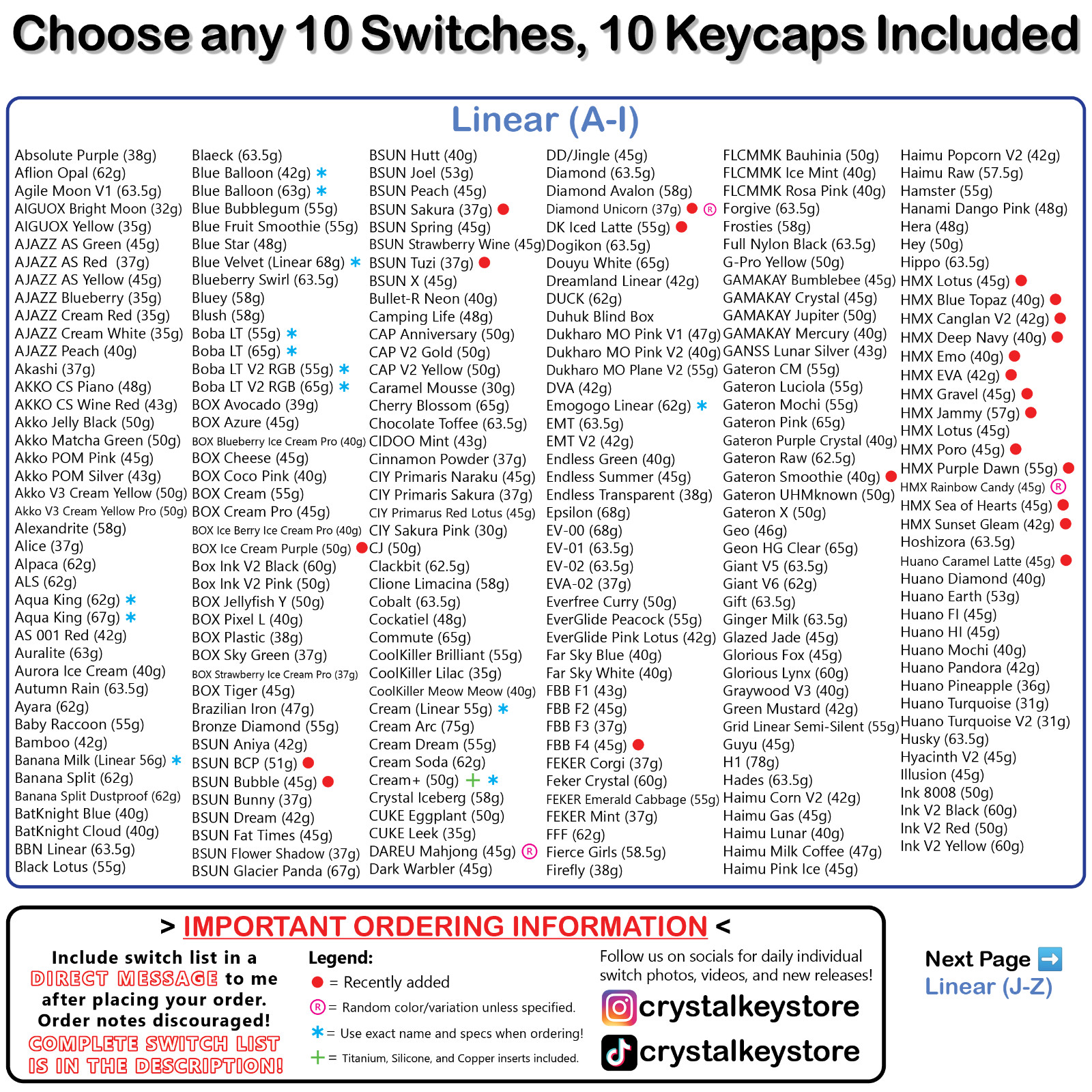 ENTHUSIAST Mechanical Keyboard Switch Tester Samples - CHOOS