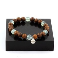 Steine Und MinéRaux. Armband Perlen Prehnit Aus Afrika + Holz 8 Mm. Made IN E