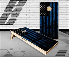 Thin Blue Line Grunge Flag Cornhole Boards Bean Bag Toss Game