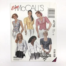 90s Button-Up Blouse with Sleeve Variations Size 12 Bust 34 McCall's 4776 Uncut
