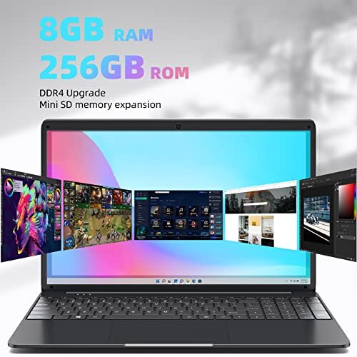 SGIN 15.6 Inch Laptop Windows 11 8GB RAM 256GB SSD Celeron N4020 Up to