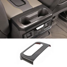 Carbon Fiber Armrest Box Rear Cup Holder Panel Trim for Chevy Silverado 1500 19+