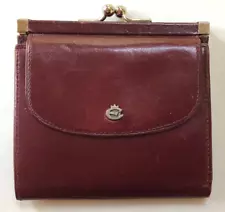 Vtg CREATION ESQUIRE Women Burgundy Full LEATHER WALLET Coin Purse WEST GERMANY