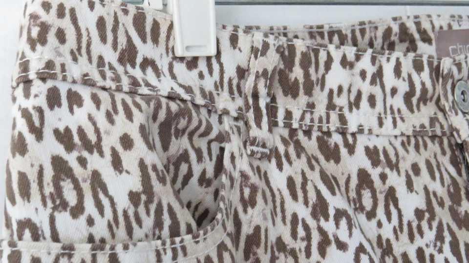 Chico's Leopard Pants Size 2 Ankle 12 (M) Cotton/Spandex Inseam 26" - Image 2 of 4