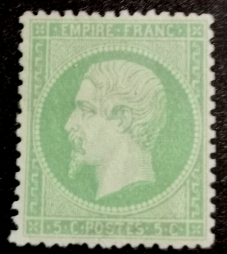 Napoleon No. 20, Scott 23, green 5c NEW (*)1862 without hinge, without clear - Picture 1 of 2