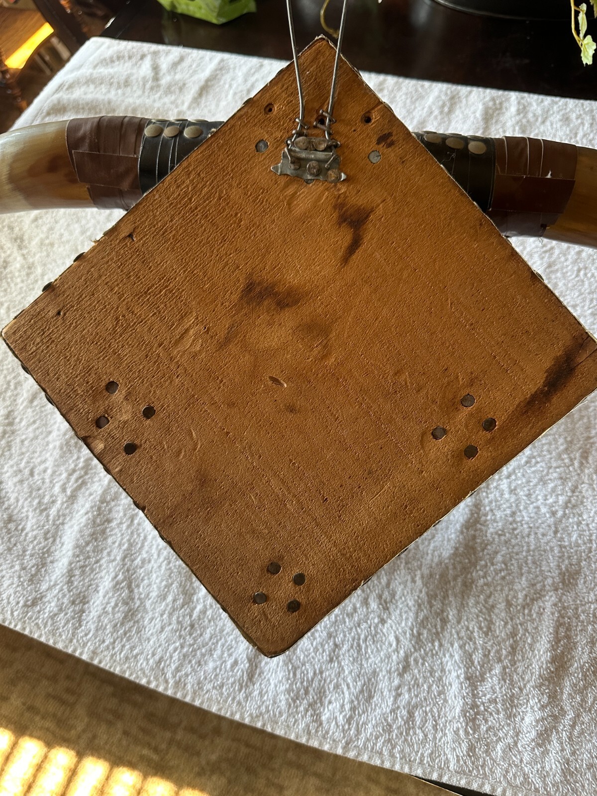 Vintage Bull Horn Hat Rack Western Primitive Farmhouse Entryway Cow