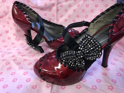 Bke Sole Buckle High Heel Shoes Size 7 M Red Shoes Starry Goth Look