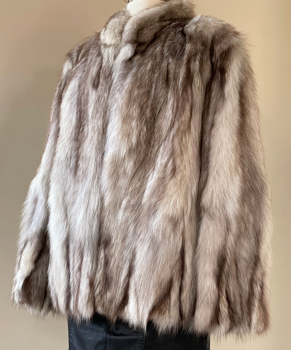 Blue Arctic Silver Fox Real Fur Jacket Coat