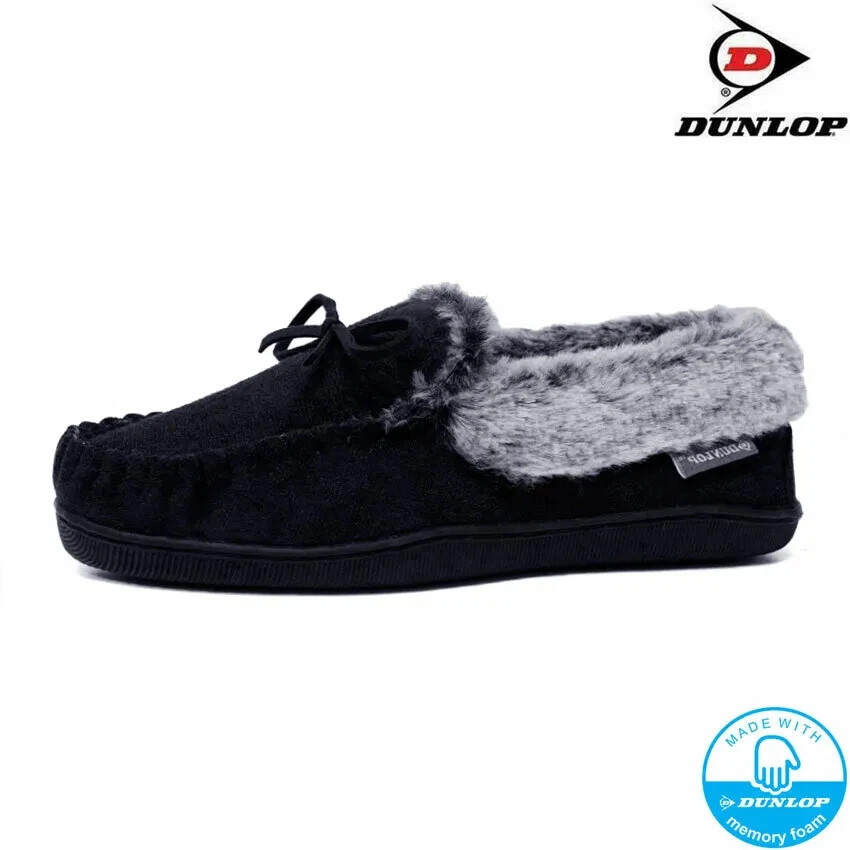 LADIES MEMORY FOAM MOCCASIN SLIPPERS FAUX SHEEPSKIN LOAFERS WARM LINED SHOES 3-8 - Image 3 of 4