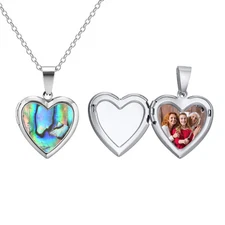 Women Custom Photo Name Heart Locket Pendant Necklaces Openable Shell Pendants