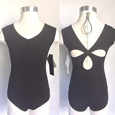 So Danca Girls Pinch Front Sleeveless Keyhole Back Leotard,Size 6x-7, Black, NWT