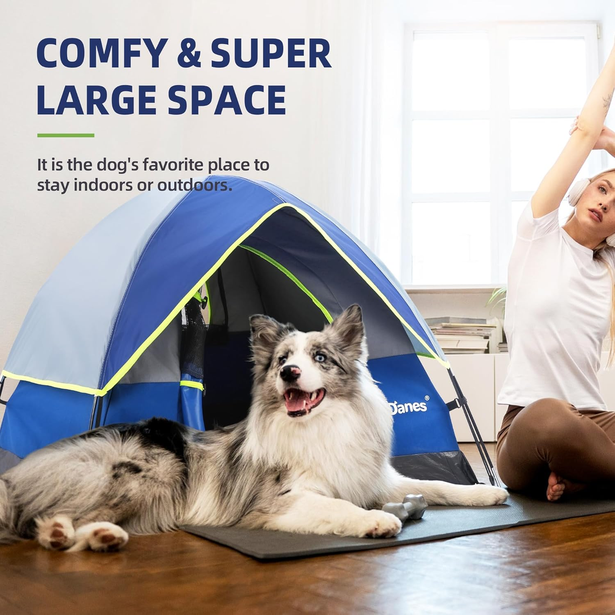 Cozy Blue Dog Tent - Portable Indoor/Outdoor Dog House & Soft Bed