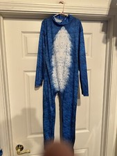 Sonic The Hedgehog Costume Jumpsuit Headpiece Child Size Large 8-10