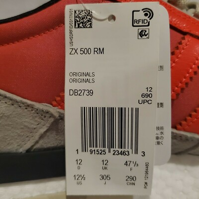 Adidas Originals Men's Size 12.5 ZX 500 RM Boost Solar Red Shoes