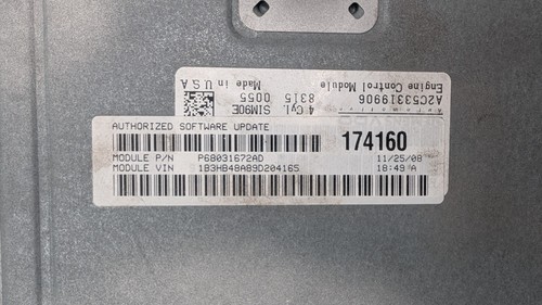 Used 2009 Dodge Caliber SIEMENS P68031672AD ECU A2C53319906 - Picture 2 of 4