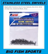 AFW MIGHTY-MINI Stainless Steel Crane Swivels 50 Pack, Size 14 78lb #FWSS14B/50